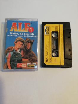 Alf Folge 1 Hallo da bin ich/Die Nacht. in der die Pizza kam Schwarz mit Gelben Aufkleber 835072-4 Karussell(Innencover und Kassette beschrieben)